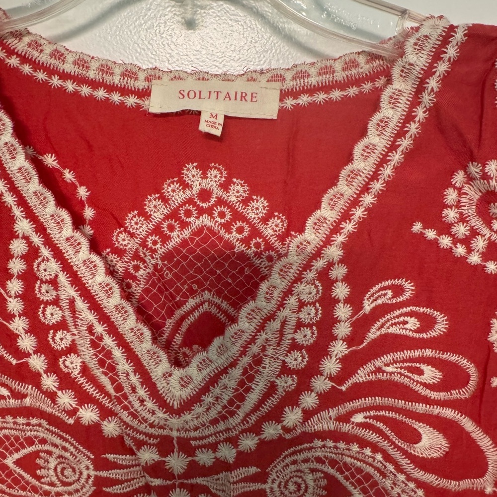 Solitaire Red Embroidered Blouse - image 4